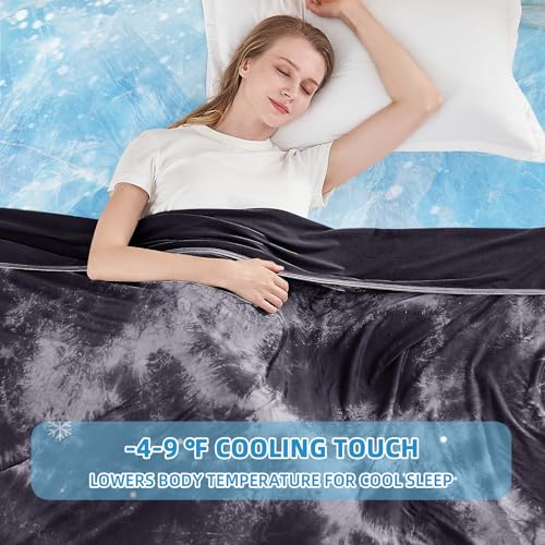 inhand Cooling Blanket Queen Size for Hot Sleepers (90"x90", Black) | Absorbs Heat to Keep Adults Cool For Summer Nights Sweats, Thin Cold Lightweight Blanket for Couch Bed