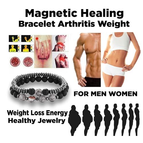 Magnetic Healing Bracelet – Adjustable Hematite Bracelet for Lymph Drainage, Arthritis, Anxiety Relief, Swelling Reduction & Weight Loss – Slimming Bracelet for Women & Men
