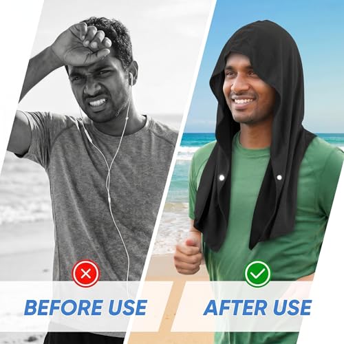 3 Pack Cooling Hoodie Towel, UPF 50 Sun Protection Cooling Towels for Neck and Face, Quick Drying Ice Towels for Hot Weather, Cooling Neck Wraps for Sport, Workout, Gym, Camping