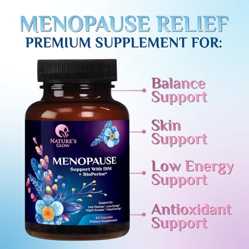 Menopause Supplements for Women - Natural Hormone Support with DIM, BioPerine & Broccoli Extract - Menopause Relief and Balance Antioxidant, for Hot Flashes and Night Sweats Support - 60 Capsules