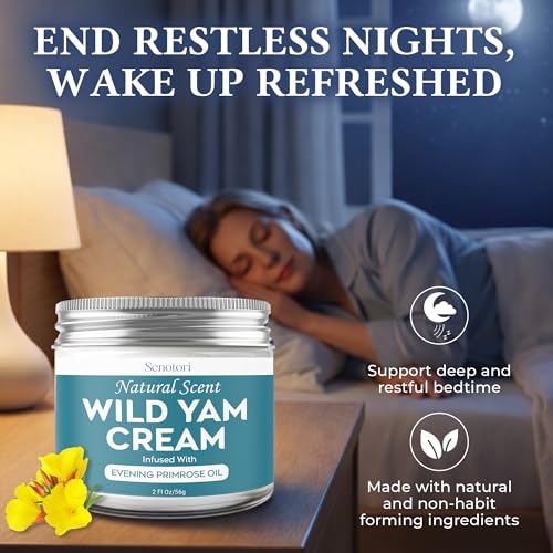 Botanicals Wild Yam Cream: Hormone Balance, Menopause Support 2Oz | infused with Evening Primrose Oil, Soothes Hot Flashes, PMS Nighttime, Sleep Comfort, Non-Greasy, Gift for Mom (Unscented)
