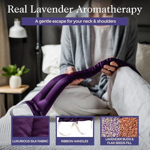 Victoria's Lavender Luxury Lavender Neck Wrap - Made in the USA | Microwavable Neck Heating Pad, Aromatherapy Wrap for Men & Women, Filled with Lavender Buds & Flax Seed, Relaxing Spa Gift