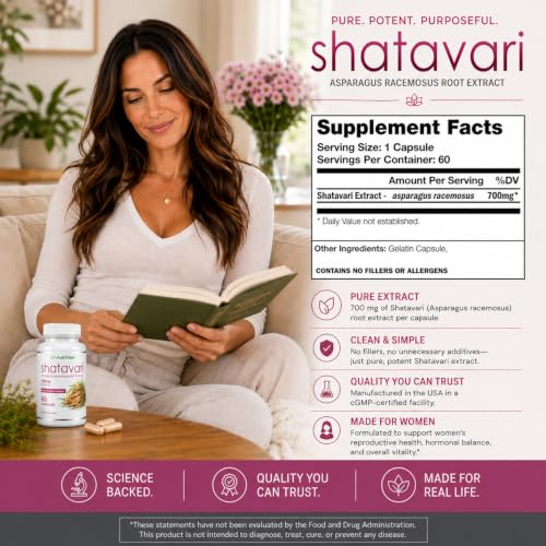 SHATAVARI | 700mg Asparagus Racemosus Extract | Female Vitality* & Rejuvenation* | Natural Estrogen Balance* | Supports Hormonal Health and Overall Well-Being | 60 Capsules