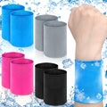 8 Pack Cooling Wristbands for Women Men Breathable Athletic Exercise Wrist Sweatband Quick Dry Sweat Heat Absorbing Wristbands for Tennis Outdoor Yoga Camping(Blue, Black, Gray, Rose Red)