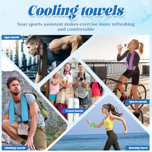 4 Packs Soft Breathable Cooling Towels for Neck and Face(40"x12") | Waterproof Bag, Carabiner, Microfiber, for Yoga, Sport,Gym,Camping