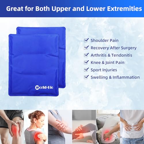 WORLD-BIO 2Packs Flexible Large Ice Pack for Injuries, Large Cold Compress | 11*14"Larege Size, Large Hot Cold Compress Pad, Long Lasting Cold Pack,Targeted Pain Relief, Speeds Up Post-Workout Recovery
