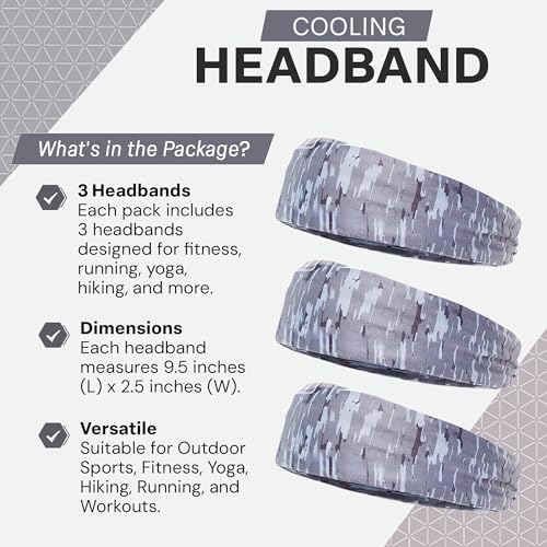 Cooling Headband for Women and Men – UPF 50+ Advanced Evaporative Comfort, Instant Cooling Sweatband for Outdoor Sports, Fitness, Yoga, Hiking, Running, and Workout
