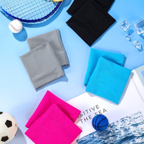 8 Pack Cooling Wristbands for Women Men Breathable Athletic Exercise Wrist Sweatband Quick Dry Sweat Heat Absorbing Wristbands for Tennis Outdoor Yoga Camping(Blue, Black, Gray, Rose Red)