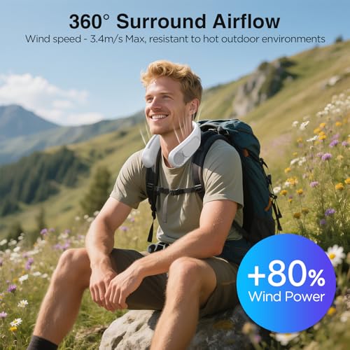 Hotsales Neck Fan, Bladeless Fan That Blows Cold Air, Portable Rechargeable | 6000 mAh Battery, 3 Speeds, Hands Free Wearable Personal Cooling Fan for Men and Women, Travel, Outdoor, USB Rechargeable