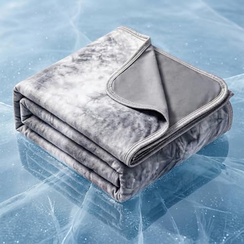 Cooling Blanket Throw 50"x70" for Hot Sleepers | Cold Summer Soft Blanket for Bed Couch and Travel Absorbs Heat Q-Max>0.35 Cool Lightweight Throw for Night Sweats Menopause