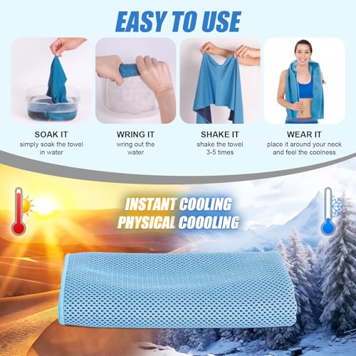 4 Pack Cooling Towels Cloth for Neck and Face, Ice Cool Towel Cold Rags for Sports Gym Fitness Yoga Running Tennis Baseball Hiking Camping(Y-4PACK-02)