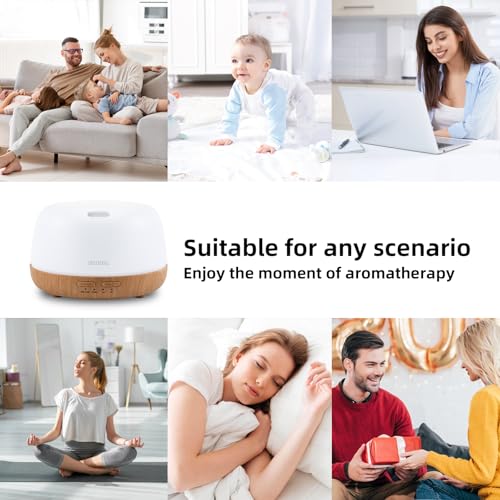 300ML Essential Oil Diffuser with 7-Color LED Lights and Remote Control, Modern Minimalist Design, High-Efficiency Ultrasonic Mist Aromatherapy Diffuser for Home