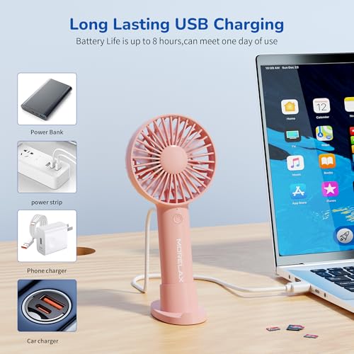 Jancane Handheld Fan, Portable Fan, 4000mAh Rechargeable Personal Fan, 10H Battery, Strong Wind, Small & Powerful, Cute Design for Travel, Makeup, Girls Women Summer Travel Essential Gift