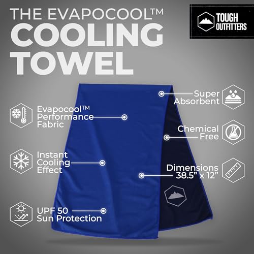 Tough Outdoors Cooling Towels for Neck Face - Neck Cooling Towel for Hot Weather Yoga Sports Golf Sweat - Instant Cold Towel