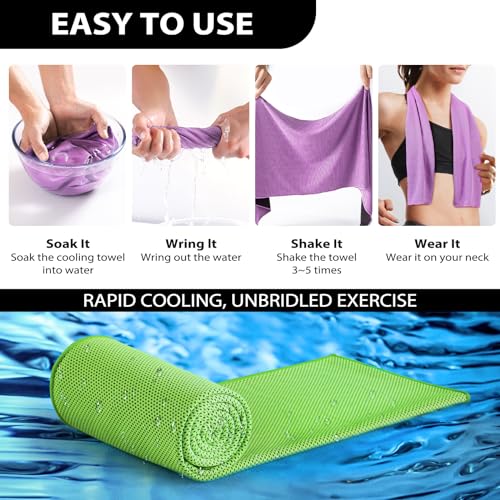 Cooling Towels - 5 Pack Gym Towels, Gym Towel for Working Out, Yoga Towel | Microfiber Breathable Mesh Fabric, Large Size: 40"L × 12"W, Reusable & Easy To Clean, Equipped With Waterproof Storage Pouch