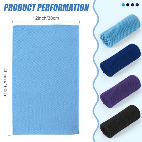 4 Pack Cooling Towels Wrap for Neck Face,Ice Cold Towel Rags Quick Dry for Gym Fitness Yoga Tennis Cycling Running Hiking Workout Sweat(Multicolor-02)