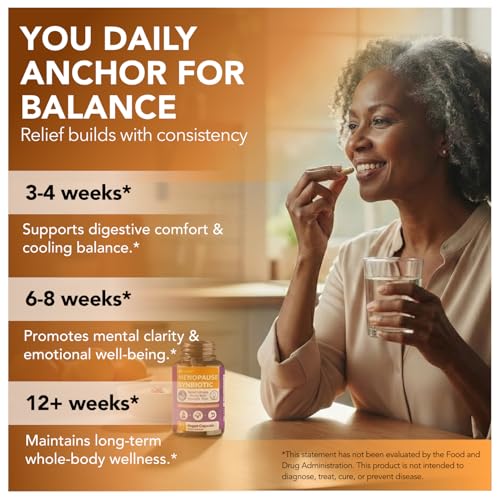 Menopause Support with Black Cohosh - Max Absorption Synbiotic Formula | Hormonal Balance & Wellness Support - Helps Easing Hot Flashes, Night Sweats, Restful Sleep - 60 caps