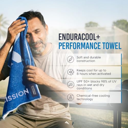 MISSION Instant Cooling up to 8 Hours Enduracool+ Performance Towel, UPF 50, Fast Drying, for Outdoors, Running, Sports, Hiking, Camping, Gym (Cobalt Blue, Medium)