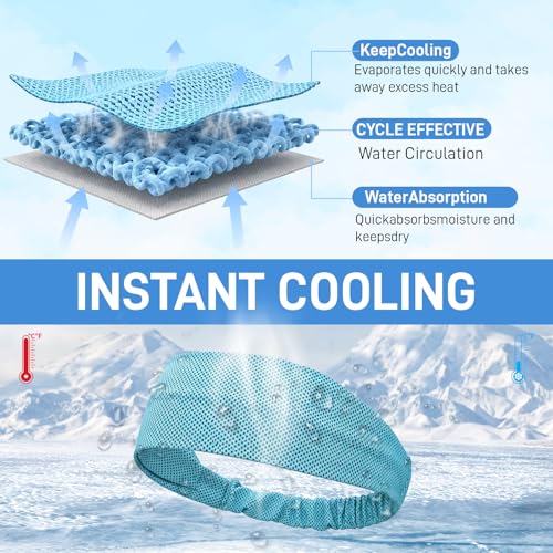 Cooling Headbands for Women, Instant Cooling Dual-Layer Non-Slip Sweatbands, Moisture Wicking for Women Running Fitness Yoga