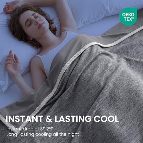 Cooling Blanket Queen Size 90"x90" for Hot Sleepers Summer Blanket | Absorbs Heat Cold Summer Blanket for Night Sweats & Menopause Q-Max>0.5 Lightweight Breathable Soft Double-Side Cooling