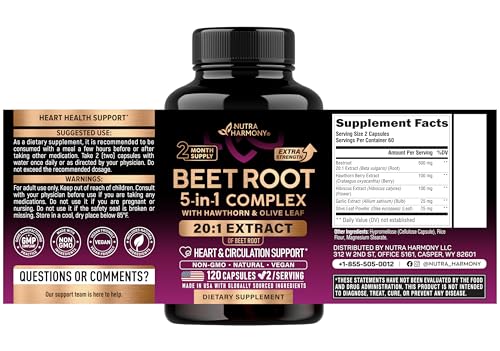 Beet Root Capsules - Healthy Blood Pressure Support Supplement** - 120 Caps