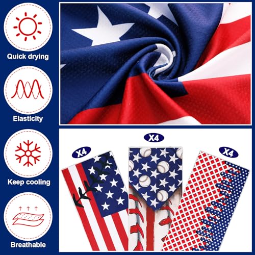 12 Pcs American Flag Cooling Towels 40"x12" 4th of July Ice Cooling Towels Patriotic Microfiber Sweat Rags Absorbent Washcloth Sport Team Gifts for America Gym Coach Gift Sport Party Favors