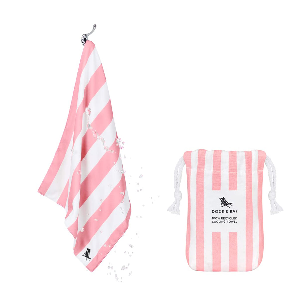 Dock & Bay QuickCool Cooling Towel - for Workouts & Sports - Cools to 15°C - Includes Bag - 27 x 13/69 x 33cm - Cabana - Malibu Pink