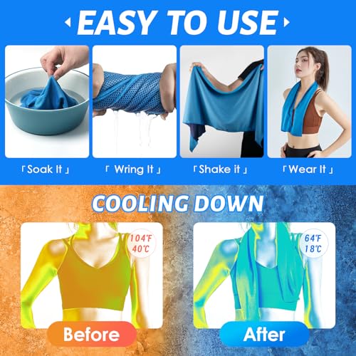 CIVPOWER Cooling Towel (39"x12") - Instant Ice Neck Wrap for Hot Weather | Quick-Dry Breathable Microfiber Chilly Towel for Workout, Yoga, Golf, Gym, Running, Camping, Hiking & Outdoor Sport