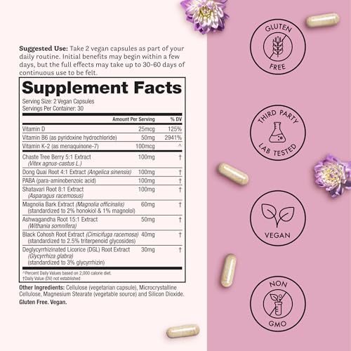 Winged Wellness Hot Momma, Menopause Supplements for Women, 60 Capsules | Hormone-Free Menopause Relief Support for Hot Flashes & Night Sweats - Chaste Tree Berry, Multivitamins & Shatavari - Vegan