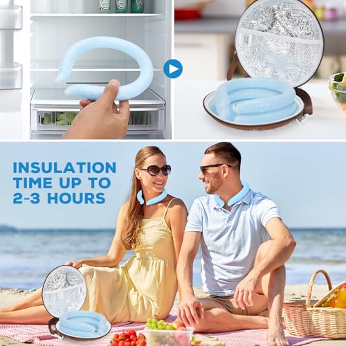 1MORE Neck Cooling Tube,Cooler Ice Ring w/Bag for Summer,2-Pk,Chocolate | Reusable Coolers Wraps for Extremely Hot Weather | Wearable Cooling Ice Ring for Outdoor Sports, Workers.