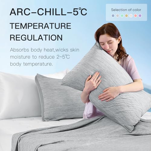 Marchpower 2 Pack Cooling Pillowcases Queen Size, Arc-Chill Cool Fiber, Double Sided Design for Hot Sleepers Night Sweats Hot Flashes, Oeko-TEX Certified Soft Breathable Pillow Covers Hidden Zipper
