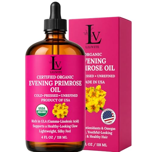 LILIVITE Evening Primrose Oil, Cold Pressed, Unrefined, USA Grown, 4 fl oz