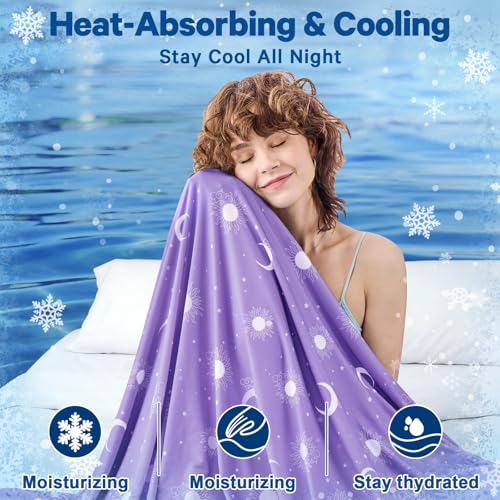 inhand Cooling Blanket Queen Size (90"x90") - Double Sided Cooling Blankets for Hot Sleepers, Lightweight Summer Blanket for Sofa Bed Couch, Travel, House Warming Gifts New Home Lavender Purple
