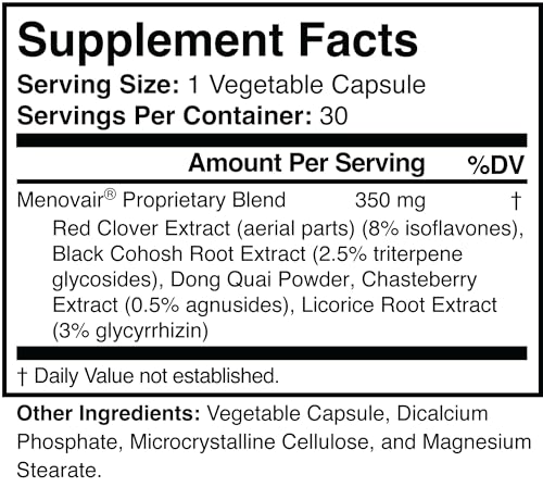 Menovair Natural Menopause Support Supplement for Women, Vegan, Gluten-Free | Helps Ease Hot Flashes, Night Sweats, and Mood Swings While Promoting Restful, Uninterrupted Sleep, 30-Day Supply
