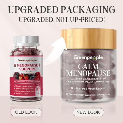 GREENPEOPLE Menopause Supplements for Women Gummies - 16-in-1 Dual Action Menopause Relief W/Black Cohosh, Vitex, Beef Organs for Hormone Balance, Hot Flashes, Night Sweats & Mood, 60 CT (2 Packs)