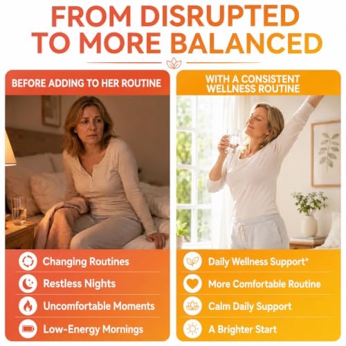 Menopause Supplements for Women 90 Capsules – Hot Flash, Night Sweats, Mood & Sleep Support – Female Hormone Balance Capsules Containing Black Cohosh, Red Clover, DIM, Probiotics & Ashwagandha