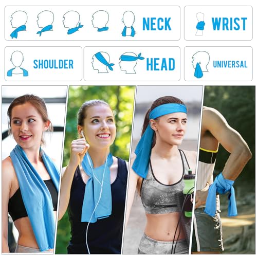 MENOLY 10 Pack Cooling Towels, Cooling Towels for Neck and Face, Sweat Microfiber Towel Soft Breathable Towel for Gym, Yoga, Camping, Running, Fitness, Workout & More Activities