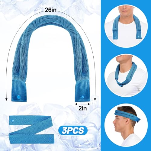 Acostop 3 Pcs Breathable Soft Cooling Neck Wraps with Ice Polymer | Long Lasting Neck Coolers for Summer Heat, Men Women Cooling Towels for Hot Weather Sports Gym Workout Outdoor Works