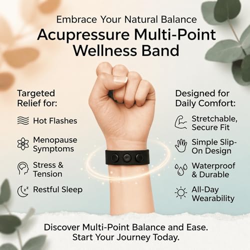 AcuBalance Cooling Hot Flash Bracelet for Menopause | Night Sweats & Sleep Aid, Emotional Support, Acupressure Wristband, Knit Elastic Slip-On Band, Clary Sage Aromatherapy