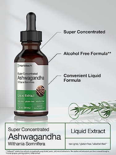 Horbäach Ashwagandha Liquid Drops | 2 Fl Oz | Tincture Root Extract