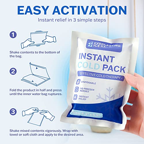25 Pack Instant Ice Packs for Injuries, Disposable Instant Cold Pack