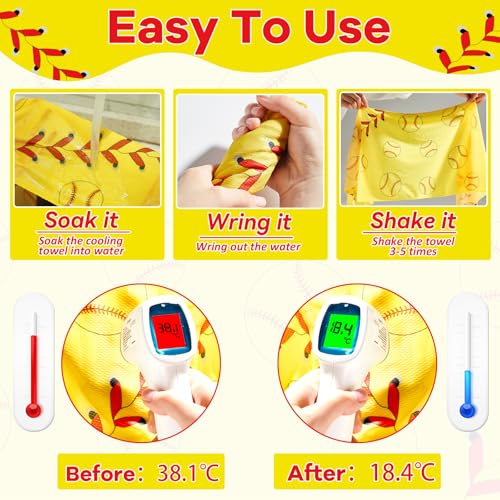 30Pcs Softball Cooling Towels for Neck and Face 40 x 12 Inch Softball Sports Team Gifts Workout Ice Towel for Gym Sweat Microfiber Breathable Chilly Bulk Neck Wraps for Athletes Camping Travel Outdoor