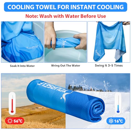 SYOURSELF Cooling Towels for Neck and Face, 4 Pack 40" x 12" Cooling Towel for Hot Weather, Soft Breathable Instant Cool Chilly Pad for Sports Golf Yoga Gym Athletes Camping Ice Towels(Mix-4pcs)