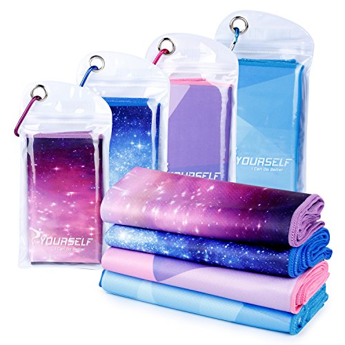 SYOURSELF Cooling Towels for Neck and Face, 4 Pack 40" x 12" Cooling Towel for Hot Weather, Soft Breathable Instant Cool Chilly Pad for Sports Golf Yoga Gym Athletes Camping Ice Towels(Mix-4pcs)