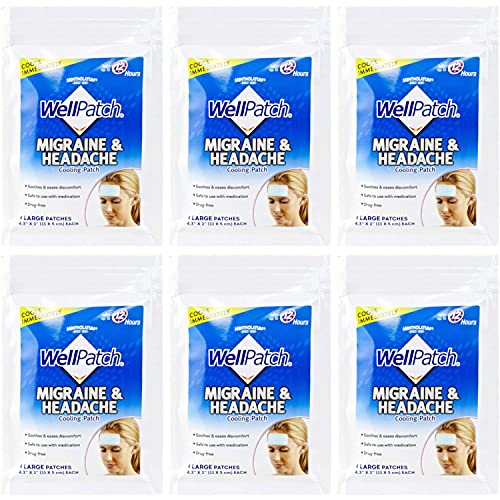 WellPatch Cooling Headache Pads, Migraine 4 Pads in a Pack. (Pack of 6)= 24pads