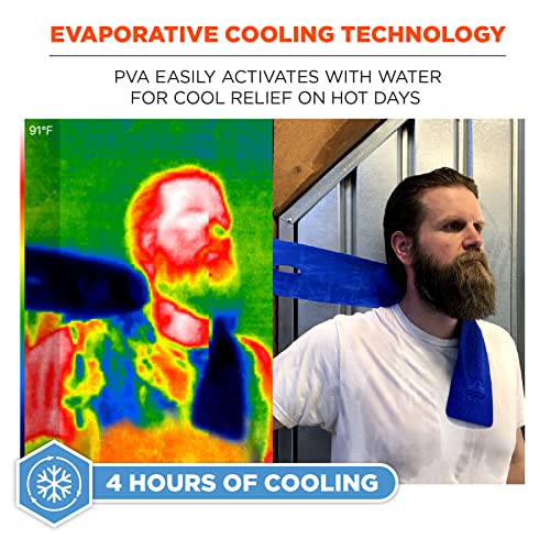 Ergodyne Chill Its 6603 Cooling Neck Wrap, Long Lasting Cooling Relief,Blue 4" x 29-1/2"