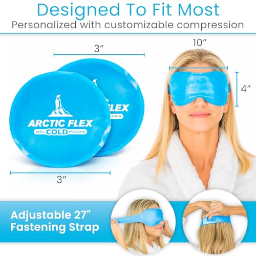 Artic Flex Heated & Cooling Eye Mask for Sleeping - Reusable Gel Ice Pack | For Tension Relief, Migraines, Skin Puffiness, Sleep - Hot & Cold Therapy Spa Treatment - Dry Eyes, Dark Circles, Eye Bags