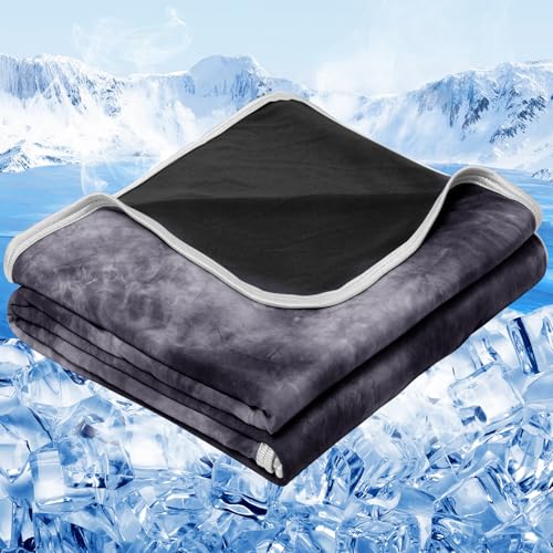 inhand Cooling Blanket Queen Size for Hot Sleepers (90"x90", Black) | Absorbs Heat to Keep Adults Cool For Summer Nights Sweats, Thin Cold Lightweight Blanket for Couch Bed