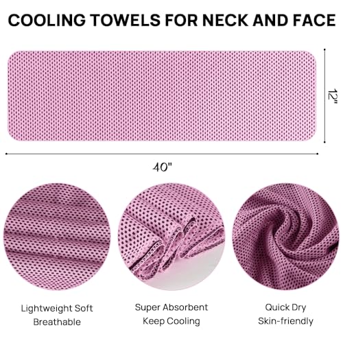 JBM Cooling Towel (40"x12") with Carabiner Clip | Quick dry ice towel for neck and face, breathable soft microfiber towel for sports, camping, beach and outdoor activities