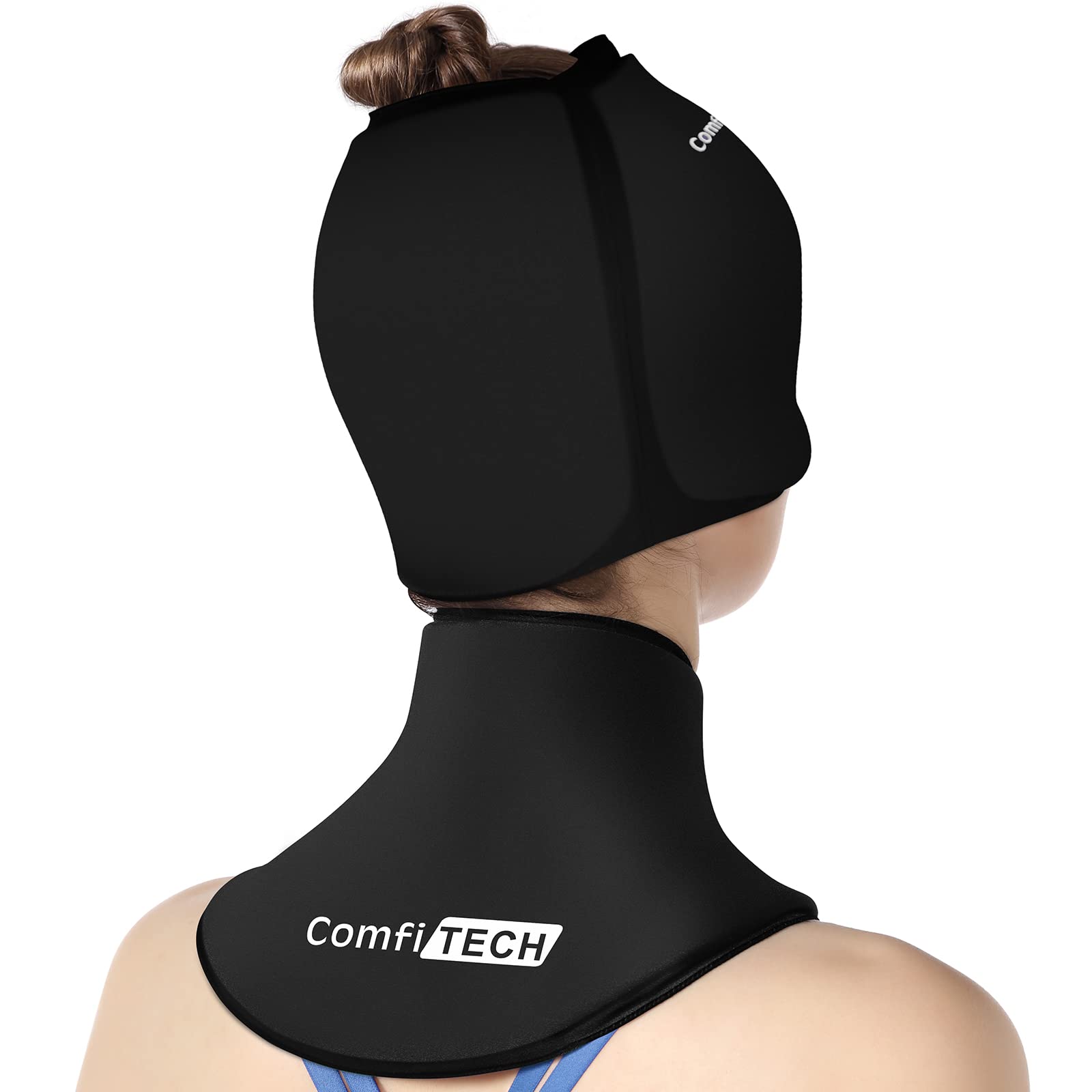 ComfiTECH Cold Cap and Neck Ice Pack Wrap Gel Combo, Care Package for Head and Cervical, Medium | Flexible after Frozen, Cold Cap & Cervical Cold Pack, Relieve Head & Eye, Stiff Neck, Office Tension, Sports Soreness